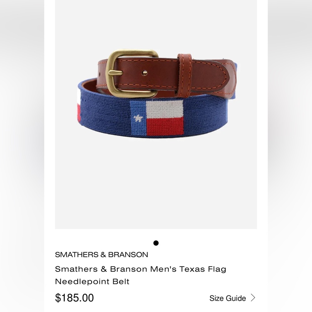 Smathers & Branson Texas Flag Needlepoint Belt